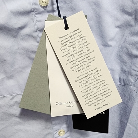 OFFICINE GENERALE - Amelia Organic Cotton Poplin Button Down Shirt - Baby Blue,M - Picture 8 of 10